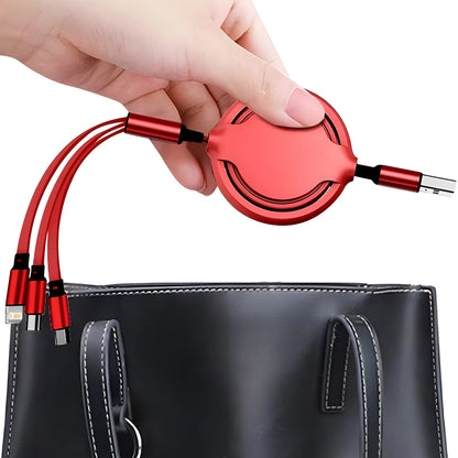 3-in-1 Retractable USB Fast Charging Cable Multi-Port Charger Cord - Harotix