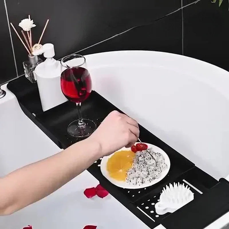 Bamboo Bathtub Tray – Extendable Shower Caddy & Organizer - Harotix