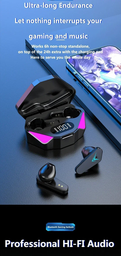 AIR X15 Wireless Gaming Earbuds Bluetooth Headset with Mic - Harotix