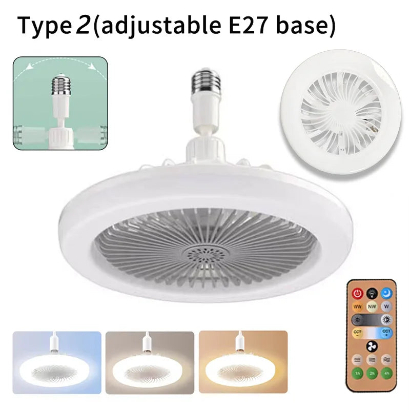 Energy-Saving Remote Control LED Ceiling Fan Lamp – Quiet 2-in-1 Light & Fan, E27 Base, 85-265V for Bedroom & Living Room - Harotix