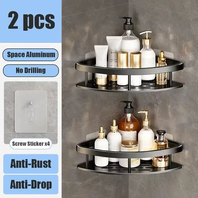 Bathroom Shelf – No Drill Wall Mounted Shower Corner Rack, Aluminum Storage Organizer - Harotix