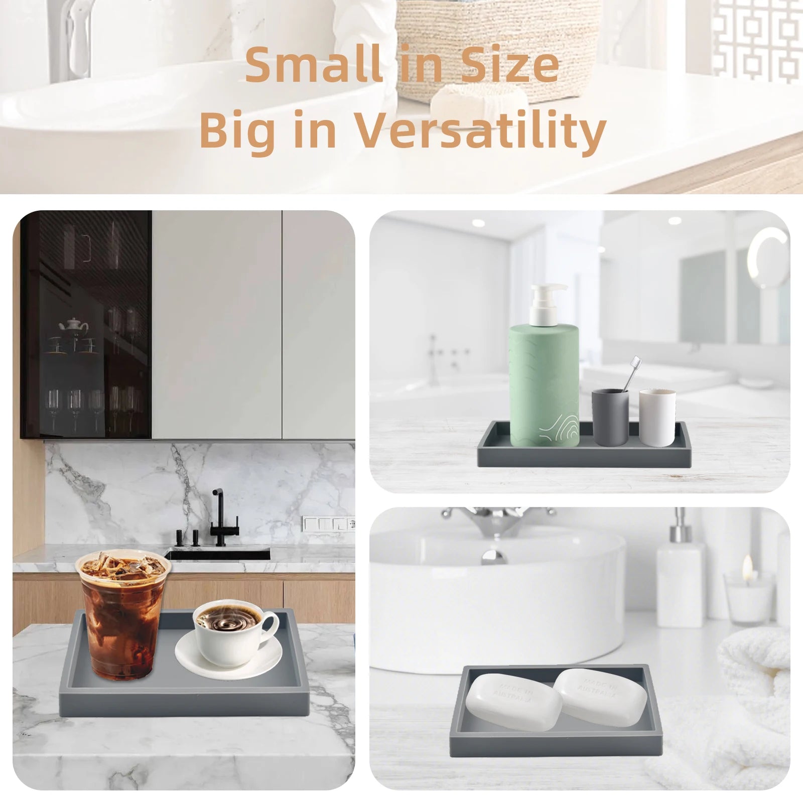 Silicone Countertop Storage Tray – Bathroom Organizer & Jewelry Display Tray - Harotix