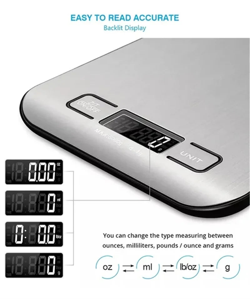 Kitchen Digital Scale – Multi-Function Portable Weighing Scale with LCD Display & USB Charging for Baking & Cooking - Harotix