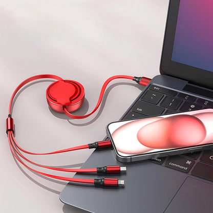 3-in-1 Retractable USB Fast Charging Cable Multi-Port Charger Cord - Harotix
