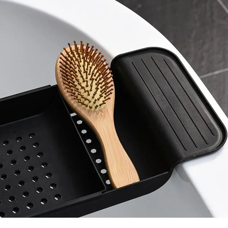 Bamboo Bathtub Tray – Extendable Shower Caddy & Organizer - Harotix
