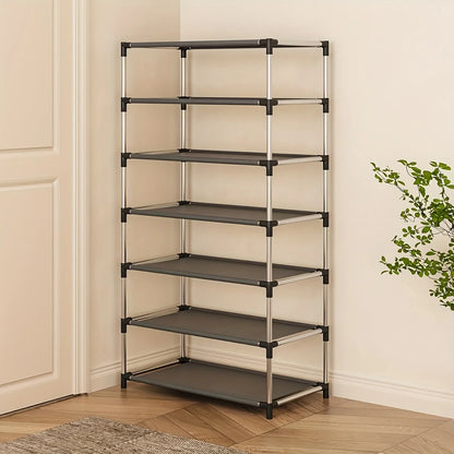 6/7 Tier Stackable Wardrobe Shoe Rack – Space-Saving Shoe Storage Organizer, Black - Harotix