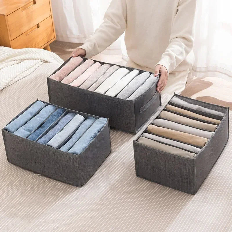 Jeans & Clothes Storage Box – Wardrobe Drawer Organizer for T-Shirts, Underwear, Socks & More - Harotix