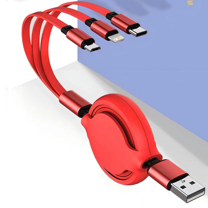 3-in-1 Retractable USB Fast Charging Cable Multi-Port Charger Cord - Harotix