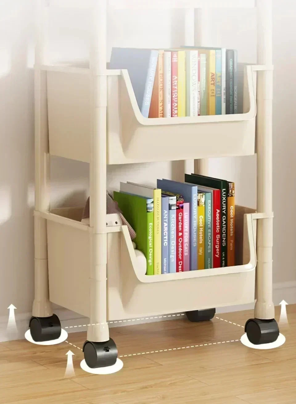 Trolley Multi-Layer Bookshelf & Kitchen Storage Rack – Narrow Slit Cabinet Organizer - Harotix