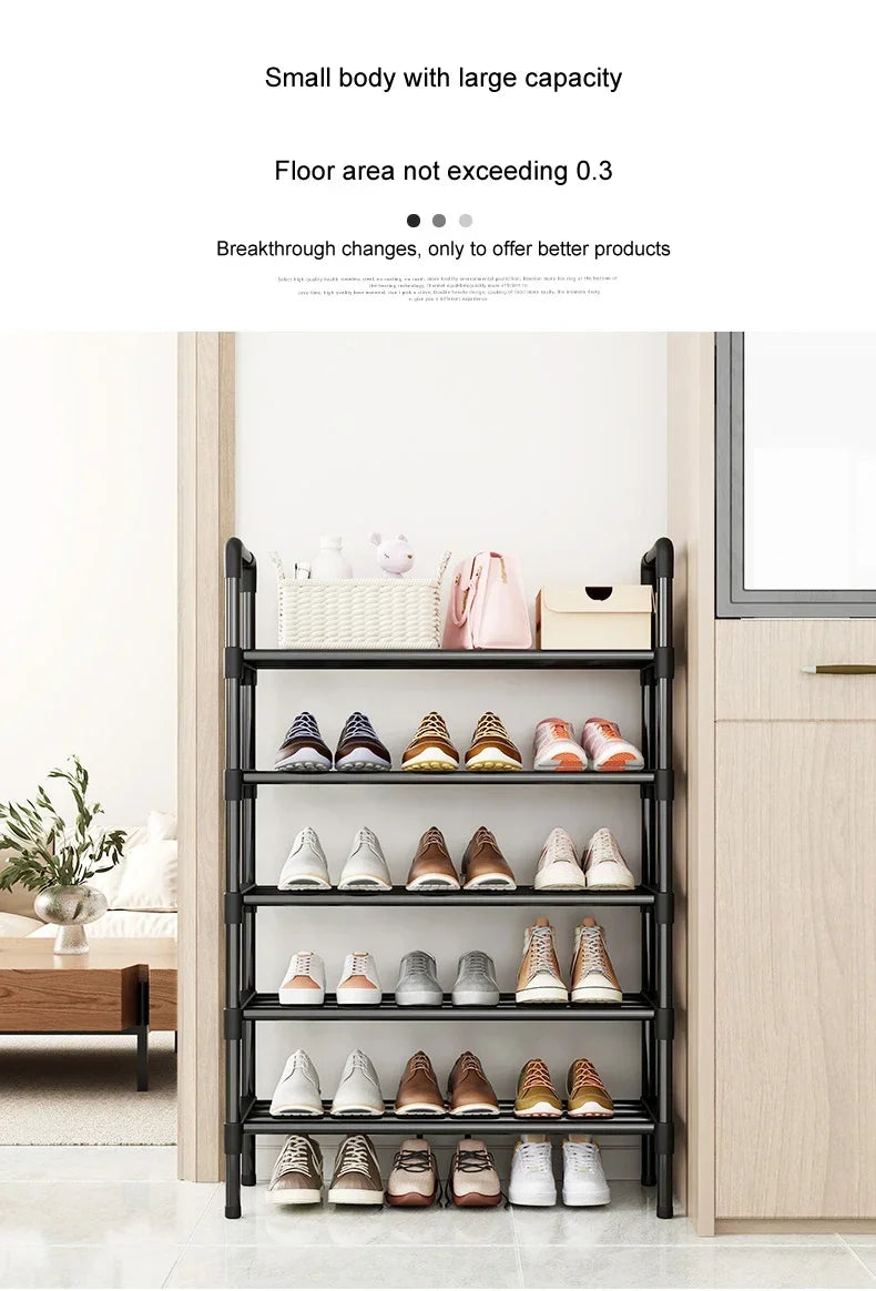 Black Elevated Shoe Rack – Small Multi-layer Shoe Cabinet for Home, Dormitory & Rental Housing - Harotix