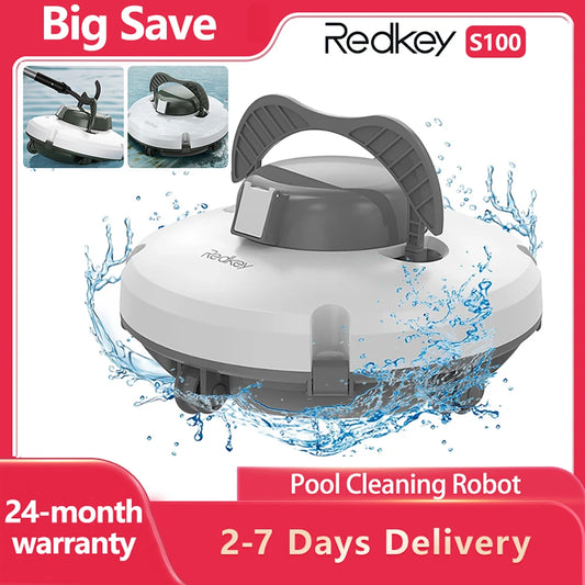 Redkey S100 Cordless Robotic Pool Cleaner – IPX8 Waterproof, 5200mAh, 130 Mins Runtime - Harotix