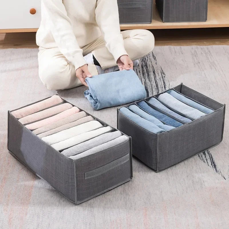 Jeans & Clothes Storage Box – Wardrobe Drawer Organizer for T-Shirts, Underwear, Socks & More - Harotix