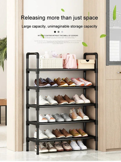 Black Elevated Shoe Rack – Small Multi-layer Shoe Cabinet for Home, Dormitory & Rental Housing - Harotix